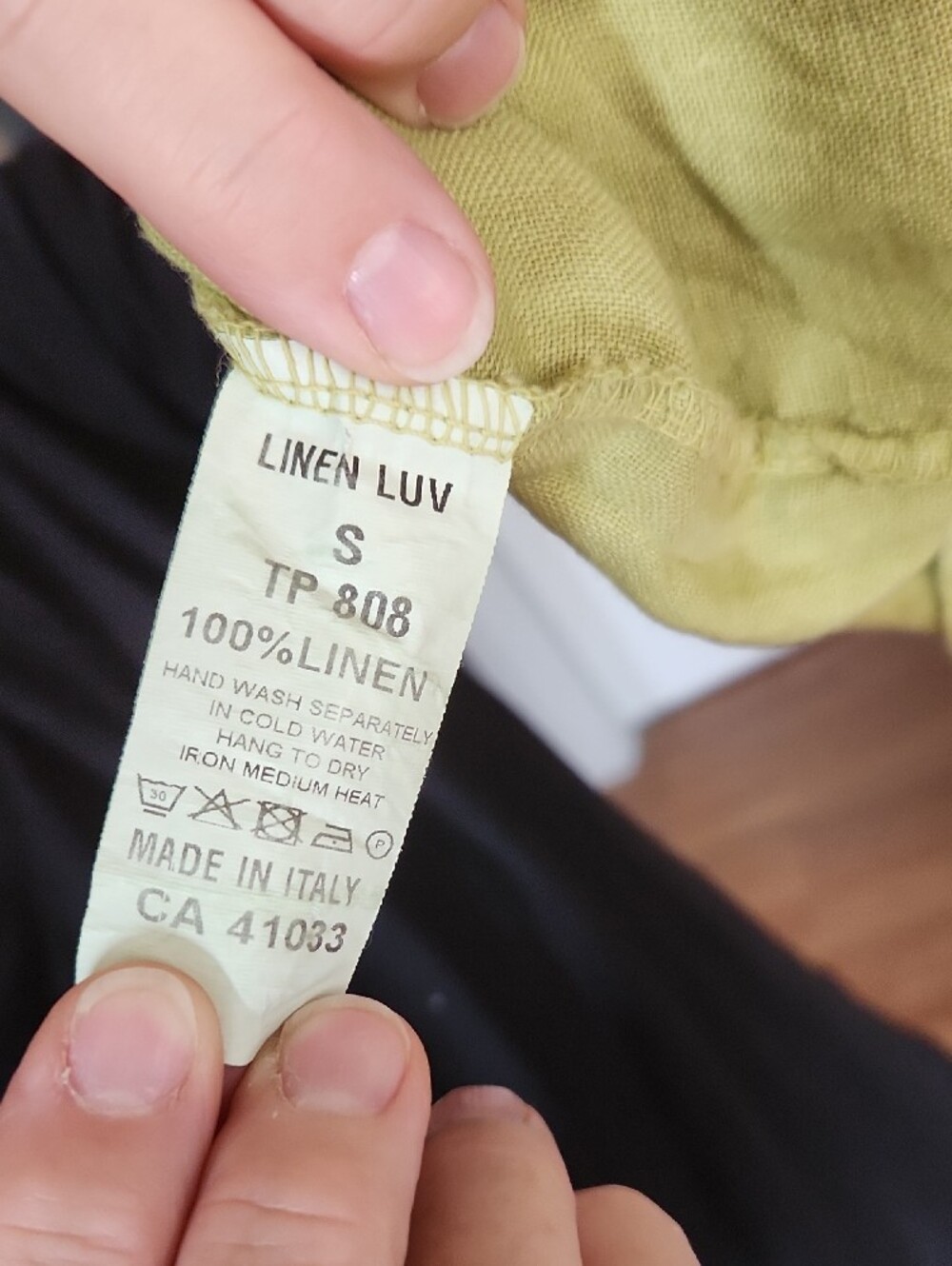 LINEN luv Olive Green Italian Linen Blouse - Small - Picture 3 of 7